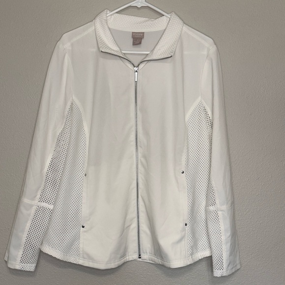 Chico's Jackets & Blazers - Chico's Zenergy Mesh Panel White Zip-Front Active Lightweight Jacket